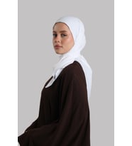Beyaz Düz Klasik Eşarp İtalyan Dikişli Relax Kumaş Sade 202209_42