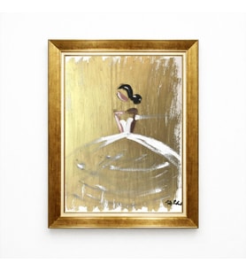 Tablore Gold Çerçeveli Soyut Altın Arka Planlı Balerin Figürlü Modern Duvar Tablosu