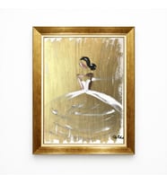 Tablore Gold Çerçeveli Soyut Altın Arka Planlı Balerin Figürlü Modern Duvar Tablosu