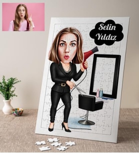 Kuaför Karikatürlü Kişiye Özel Puzzle