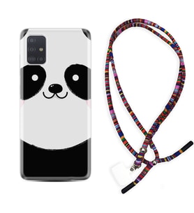 Samsung a71 A72 A73 A7 A9 2018 C7 C9 Kılıf Boyun Asklı Rasta Silikon Sevimli Panda 1794
