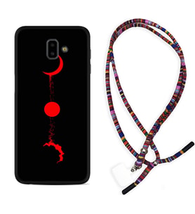 Samsung J6 Plus J7 Prime J7 Pro M20 Kılıf Boyun Asklı Rasta Silikon Red Moon 1710
