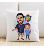 Kişiye Özel Mükemmel Baba ve Oğlu Karikatürlü Yastık