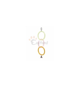 Eastland Akrilik Olimpik Kuş Halkası Papağan için 14 cm çapında 3 adet halkadan oluşan toplam uzunluğu 44 cm olan çanlı olimpik kuş halkası