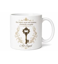 Anahtar Temalı Özel Tasarım Baskılı Kupa Bardak Hediye Porselen Mug