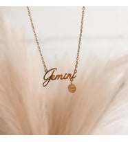 Kişiye Özel 925 Ayar Gümüş Şık İkizler Burcu Sembol Kolye (Gold)