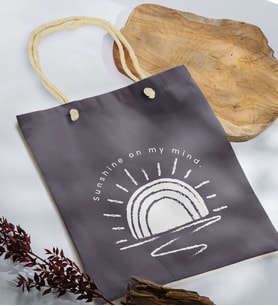BK Gift Yaz Temalı Antrasit Halat Saplı Kumaş Plaj Çantası -22, Baskılı Omuz Çantası, Alışveriş Çantası, Arkadaşa Hediye, Sevgiliye Hediye
