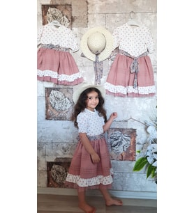 Pampal Çocuk Pampal Puanlı Şapkalı Elbise (Pembe-Gülkurusu)