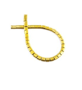 Hematit Doğal Taş Parlak Gold Yassı Kare Kesim 5x5mm Dizi [AA]