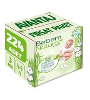Bebem Bebek Bezi Natural Beden:3 (4-9Kg) Midi 224 Adet Avantaj Fırsat Pk