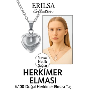 Sertifikalı Kalp Model Herkimer Elması Kolye – Yüksek Frekanslı Netlik ve Işık Taşı (Çok Renkli)