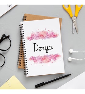 Çiçek Desenli İsimli Defter Kişiye Özel