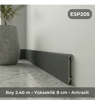 Espumo Kompozit Süpürgelik 8 cm Antrasit  Suya Dayanıklı Parke Duvar Süpürgelik 2,40 m ESP205
