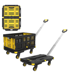 STANLEY PC532B 137kg 62x45cm Dört Tekerli Çekme Kollu Yük ve Paket Taşıma Arabası + FT505 Çok Amaçlı Taşıma Sepeti
