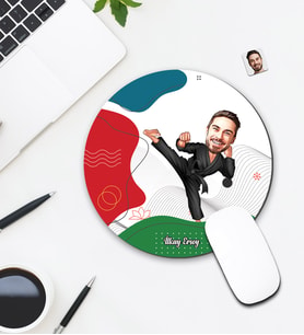 Kişiye Özel Karikatür Karateci Tasarımlı Mouse Pad 117