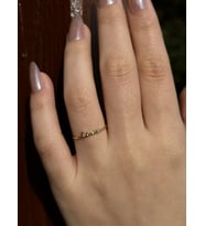 Goldium 14 Ayar Altın Love Yazılı Kadın Yüzük (Sarı)