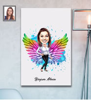 Kişiye Özel Melek Anne Karikatürlü Ahşap Tablo 30x47  Model-5