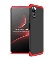 Xiaomi Redmi Note 11 Pro 5G Kılıf 3 Parça Slim Sert Silikon Kapak AYS (Siyah-Kırmızı)