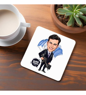 Kişiye Özel Süper Ajan Karikatürlü Bardak Altlığı