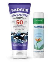 Badger Organik Güneş Seti: SPF 50 Güneş Kremi + Nemlendirici Stick