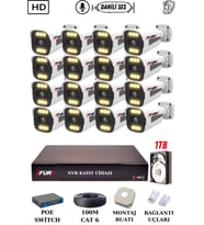 FURY 16 Kameralı Ip Güvenlik Kamerası Seti Sesli 4mp Gece Renkli Su Geçirmez 1506s 1TB