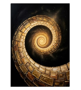 Spiral Taş Tünel ve Galaksi Dekoratif Kanvas - Mdf Ahşap Tablo