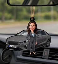 BK Gift Kişiye Özel Kadın Kula Renk Togg Karikatürlü Ahşap Plakalı Araba Dikiz Ayna Süsü-2 , Arkadaşa Hediye, Sevgiliye Hediye, Araba Hediyesi