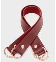 Angel Çanta Aksesuar Bordo Suni Deri 38X2.5 Cm Çift Çanta Sapı Light Gold Metalli