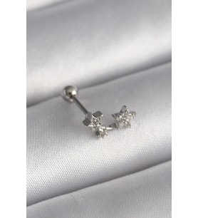 316L Çelik Gümüş Renk Zirkon Taşlı Yıldız Tragus Piercing