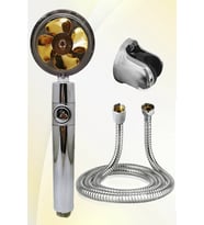 Turbo Pervaneli Gold Jet Yeni Nesil Duş Başlığı Duş Hortumu Ve Klasik Mafsal Set