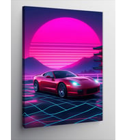 Kanvas Tablo Neon Yarış Arabası
