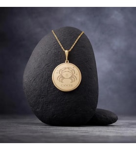 Kişiye Özel 925 Ayar Gümüş Tasarım Yengeç Burcu Kolye (Gold)