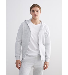 LCWAIKIKI Classic Gri Kapüşonlu Uzun Kollu Erkek Fermuarlı Sweatshirt