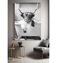 WC BANYO KUVETTE KOMİK ÖKÜZ Ev Duvar Salon Güzellik Salonu Ofis Dükkan Dekarasyon Kanvas Tablo (Akçaağaç)