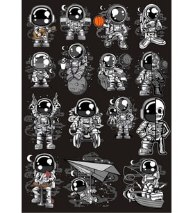 Astoronot Sticker Set 15 20 Parça Telefon, Tablet, Defter, Laptop Sticker