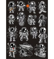 Astoronot Sticker Set 15 20 Parça Telefon, Tablet, Defter, Laptop Sticker