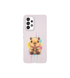 Samsung Galaxy A53 ile Uyumlu Splash Kapibara Tasarımlı Şeffaf Silikon Kılıf