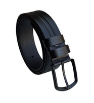 Siyah Hakiki Deri Ortası Şerit Desenli Model 4 cm. Genişlikli Spor Kemer // 400-42