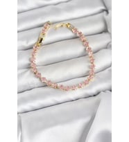 Pembe Kare Zirkon Taşlı Gold Renk Pirinç Su Yolu Kadın Bileklik - TJ-BB8324