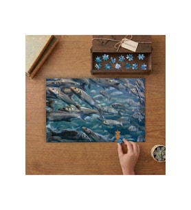 Denizde Yüzen Balık Sürüsü Tasarımı 240 parça Ahşap Puzzle Ahşap Kutuda MP03587
