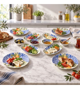 GÜRAL PORSELEN Portakal detaylı 12 Parça 4 Kişilik Kahvaltı Takımı 55501
