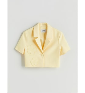 LCW Kids Sarı Çiçekli Kız Çocuk Crop Ceket