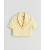 LCW Kids Sarı Çiçekli Kız Çocuk Crop Ceket
