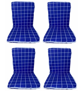 Sandalye Minderi 4 ADET Bağcıklı Bahçe Minderi Arkalıklı (MAVİ PANO)Yıkanabilir