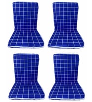 Sandalye Minderi 4 ADET Bağcıklı Bahçe Minderi Arkalıklı (MAVİ PANO)Yıkanabilir