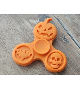 3D Baskı Balkabağı Yarasa ve Kurukafa Figürlü Fidget Spinner Turuncu