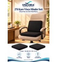 Visco Oturma Minderi ve Sırt Destek Seti 2’li – Ofis Koltuğu ve Sandalye Minderi 44×44×5 cm