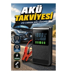 4’ü 1 Arada Akıllı Jump Starter Hava Kompresörlü Powerbank LED Fener