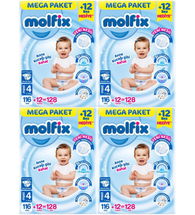 Molfix Bebek Bezi Beden:4 (7-14KG) Maxi 512 Adet Mega Avantaj Fırsat Pk