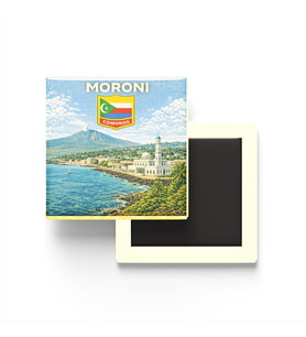 Retro Komorlar Moroni Şehri Temalı Vintage Buzdolap Magneti – 9x9 cm